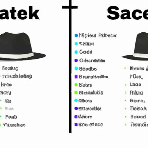 תרשים השוואה של טכניקות SEO של כובע לבן וכובע שחור